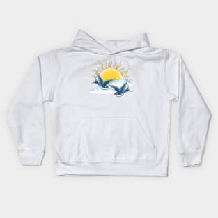 Two Swallows Flies in the Sky Kids Hoodie